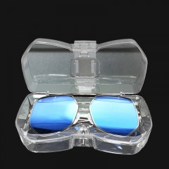 车载创意眼镜盒塑料黑色隐形透明多功能插卡器票据夹太阳镜收纳盒