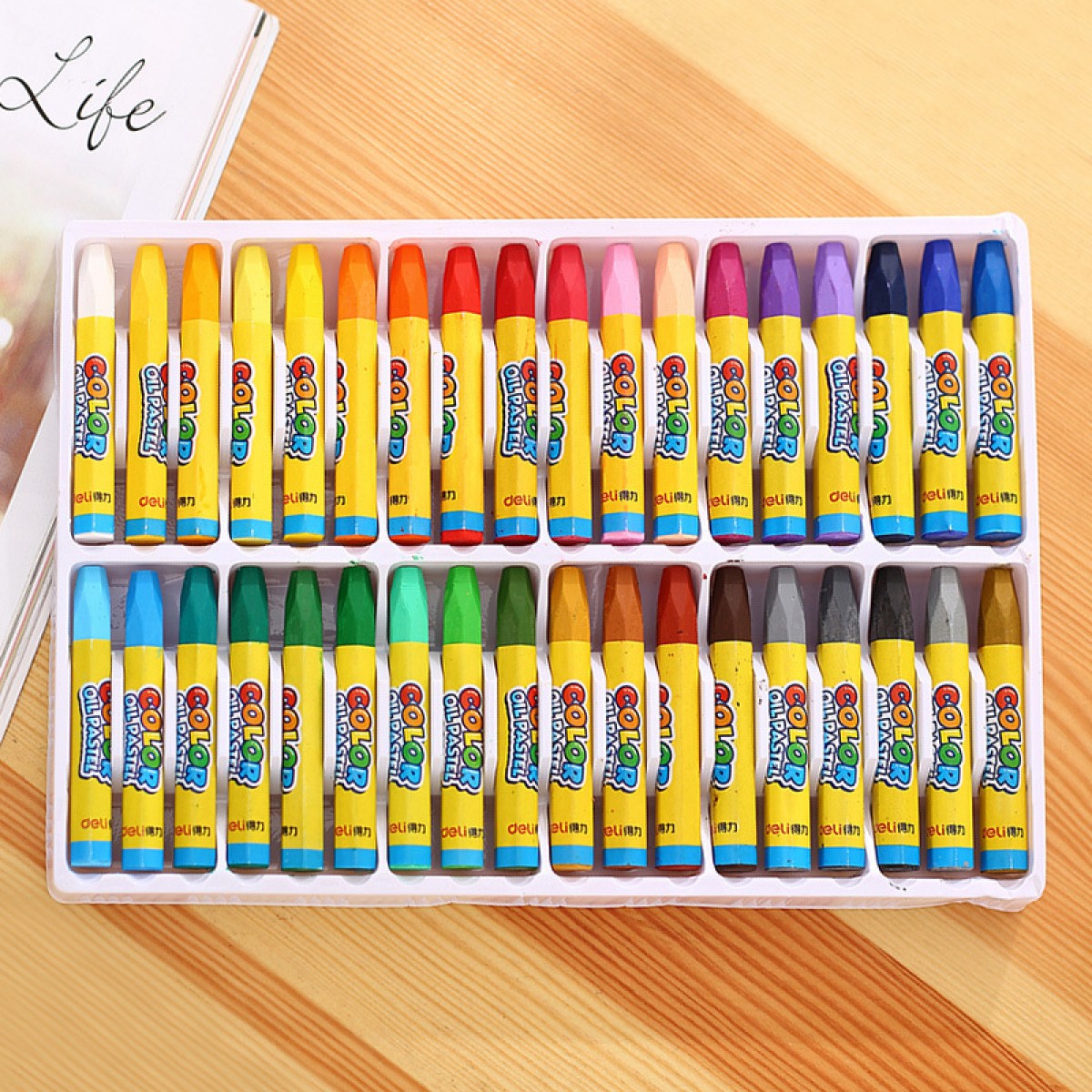 得力6964 蜡笔 36色油画棒 美术 学生型 健康无味 颜色随机