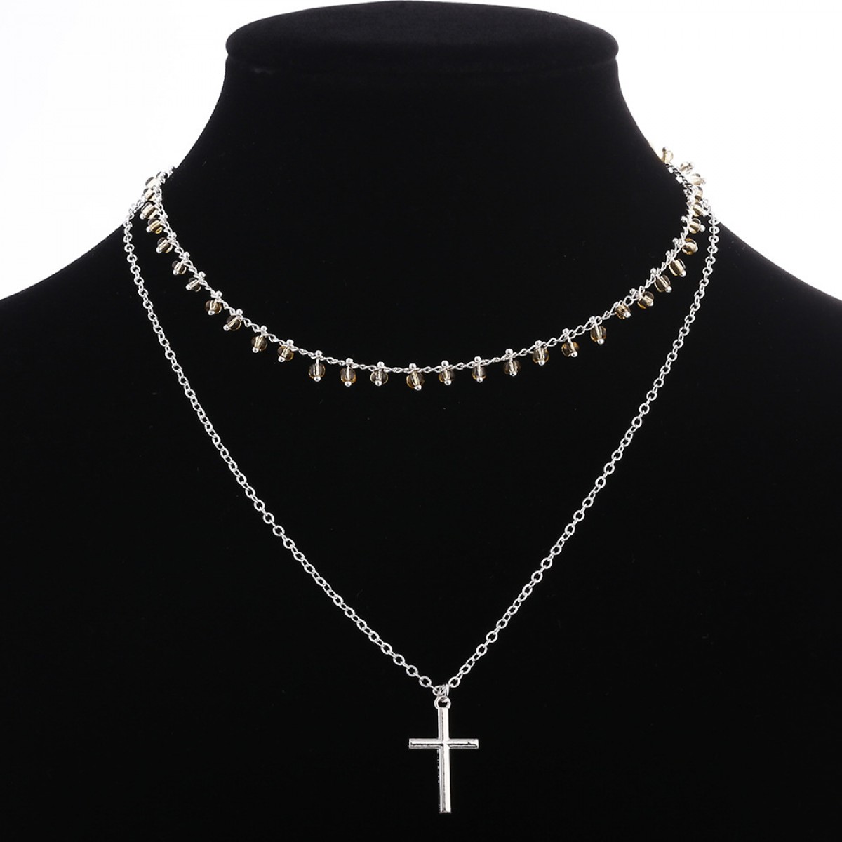新款手工链十字架流行水晶项链名师设计XL098