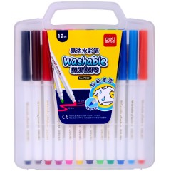 得力文具水彩笔 12色可水洗画笔学生画画彩色笔绘画笔 文具
