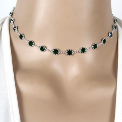 源头饰品欧美时尚流行绿宝石潮流简约女士项链XL708