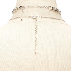 欧美女士便宜圆环几何项链两条组锁骨链简单合金饰品