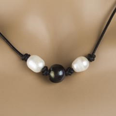 天然真珍珠项链皮绳锁骨链女士精品欧美时尚热销义乌XL887