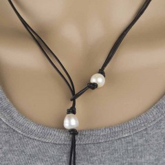 天然真珍珠项链多色皮绳女士锁骨链欧美时尚热销XL888