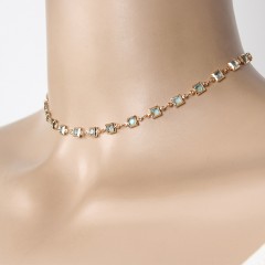 爆款新品欧美名师设计饰品时尚金属色手工镶嵌宝石项链XL752