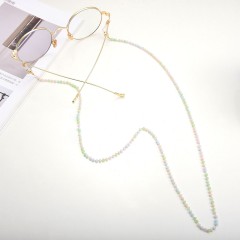欧美饰品单层彩色珠子合金链条眼镜链女士气质眼镜框架配饰