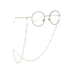 欧美饰品简约气质眼镜框架配饰双层铜珠链玻璃水钻眼镜链女