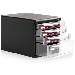 文件柜得力文件柜9794 四层硬塑文件柜（带锁）办公文件柜