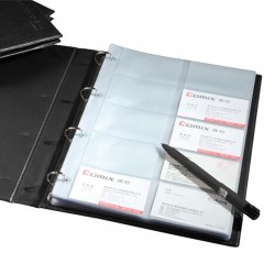 齐心（COMIX）易分类大容量商务名片册 黑色 D型夹 再生纸板芯 A1613 二段十格 4孔 600张